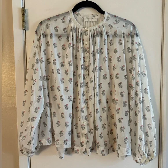 Doen Jane Blouse in Red Dahlia Block Print - Picture 4 of 8